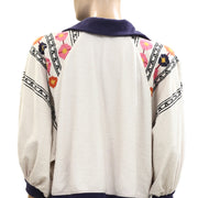 Anthropologie Floral Embroidered Blouse Pullover Top