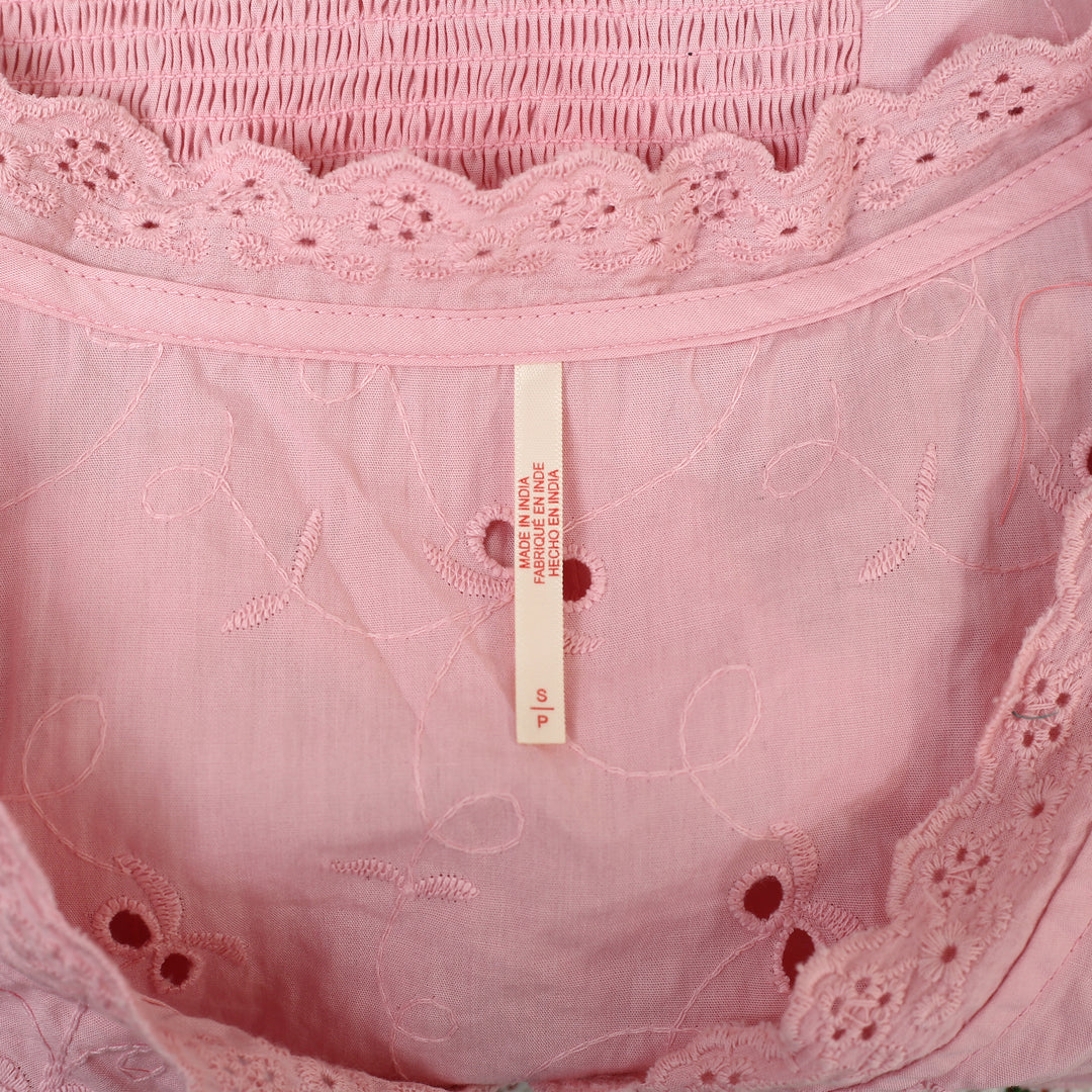 Free People Eyelet Embroidered Shirt Blouse Top