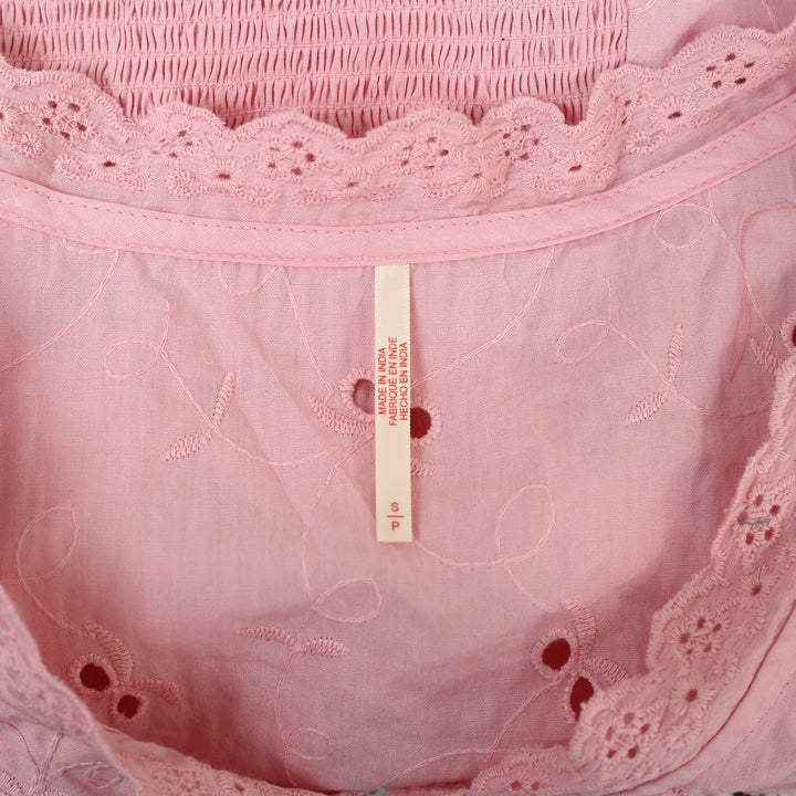 Free People Eyelet Embroidered Shirt Blouse Top