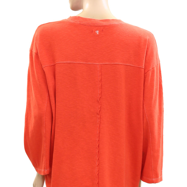 Anthropologie Pilcro 3/4 Sleeve Varsity Tee Tunic Top