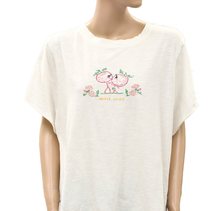 By Anthropologie Maeve Apple Sauce Floral Embroidered Blouse Top