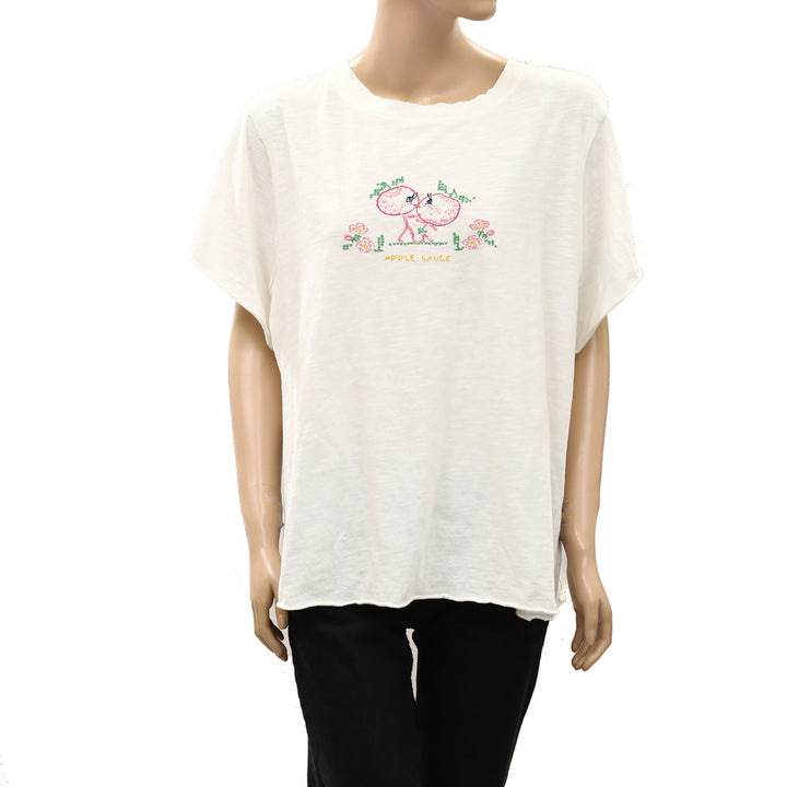 By Anthropologie Maeve Apple Sauce Floral Embroidered Blouse Top