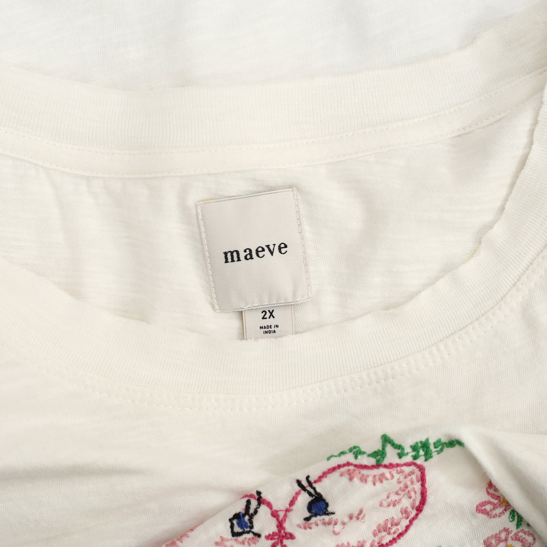 By Anthropologie Maeve Apple Sauce Floral Embroidered Blouse Top