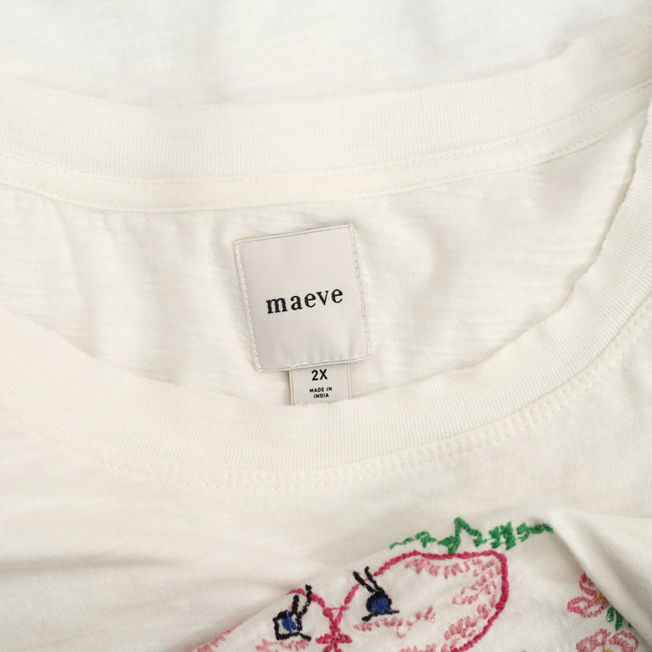 By Anthropologie Maeve Apple Sauce Floral Embroidered Blouse Top