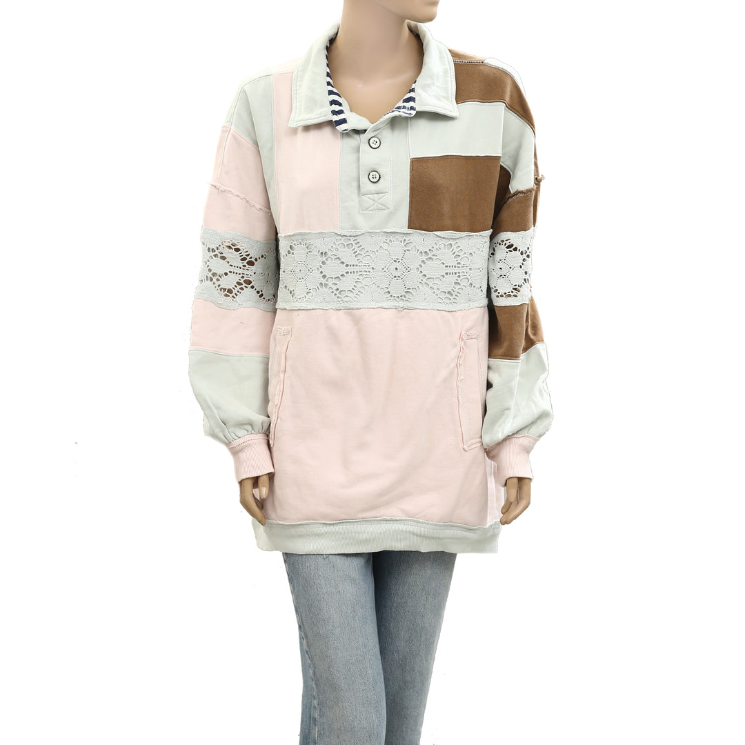 Free People We The Free American Dream Polo Pullover Top