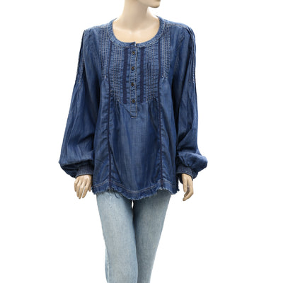 Pilcro & The Letterpress Anthropologie Smocked Pintucked Tunic Top M