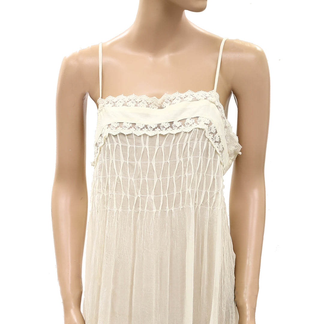 Anthropologie LyreBird Pleated Chiffon Midi Slip Dress