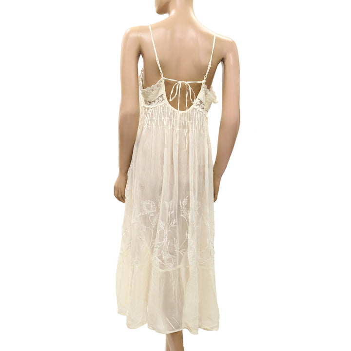 Anthropologie LyreBird Pleated Chiffon Midi Slip Dress
