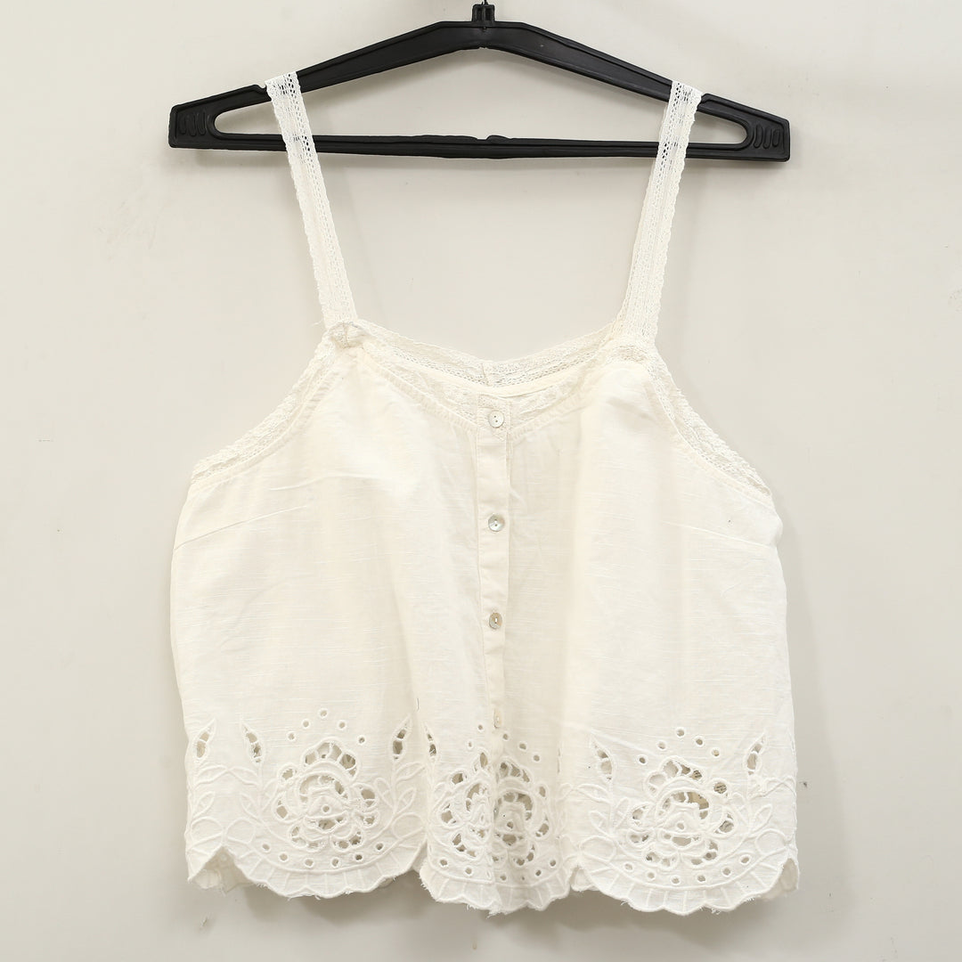 By Anthropologie Scallop-Trim Lace Tank Top