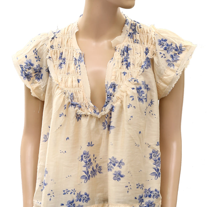 By Anthropologie Smocked Yoke Blouse Top