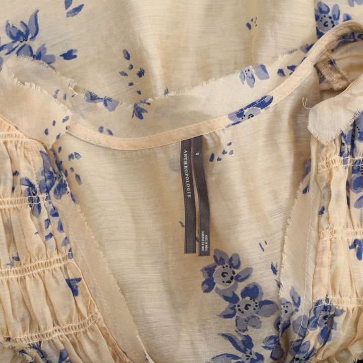 By Anthropologie Smocked Yoke Blouse Top