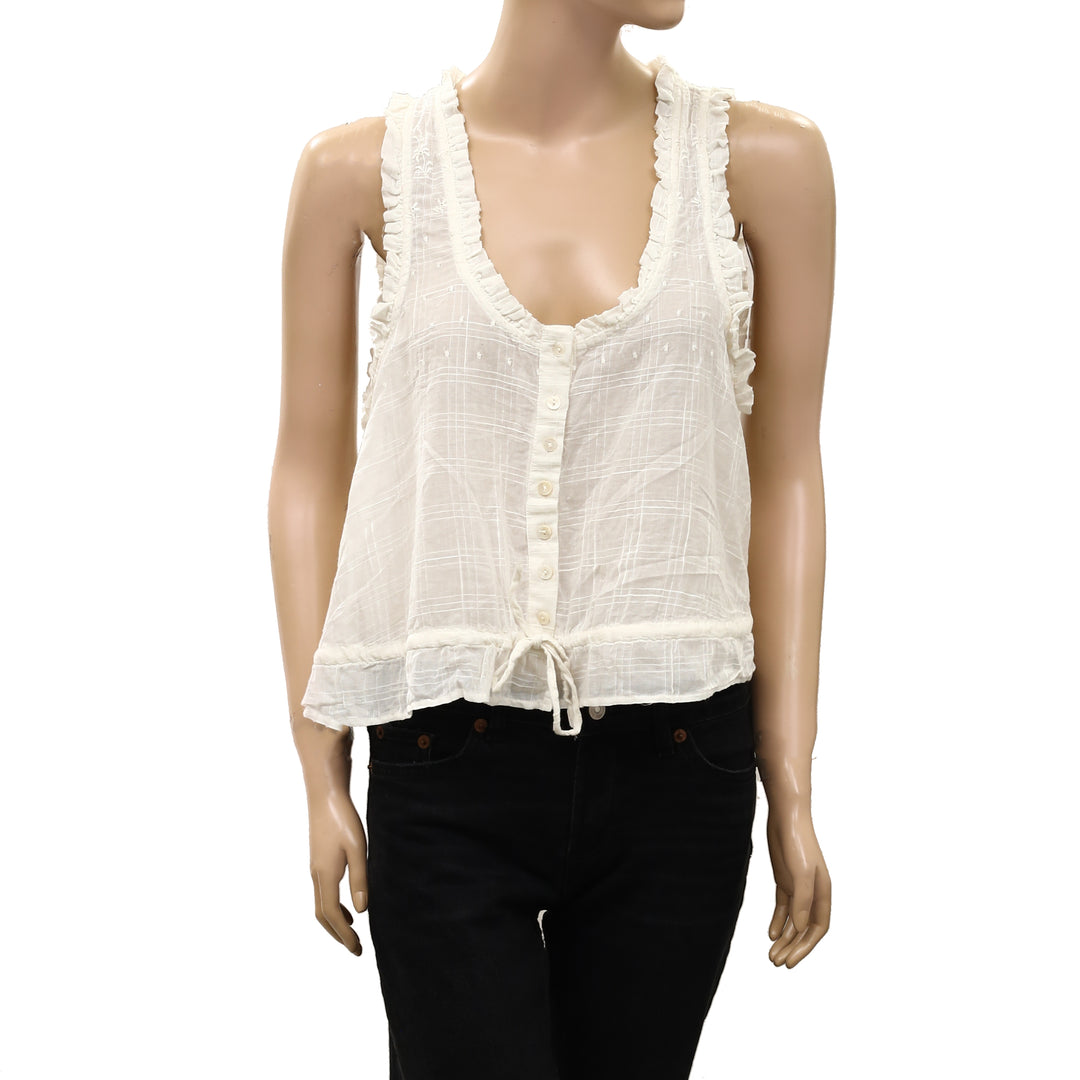 By Anthropologie Sleeveless Mixed Lace Tank Top
