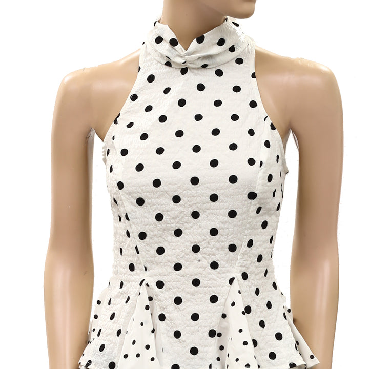 Anthropologie Maeve High-Neck Peplum Sleeveless Tank Top