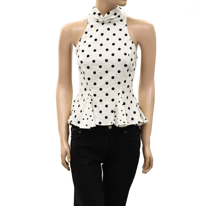 Anthropologie Maeve High-Neck Peplum Sleeveless Tank Top