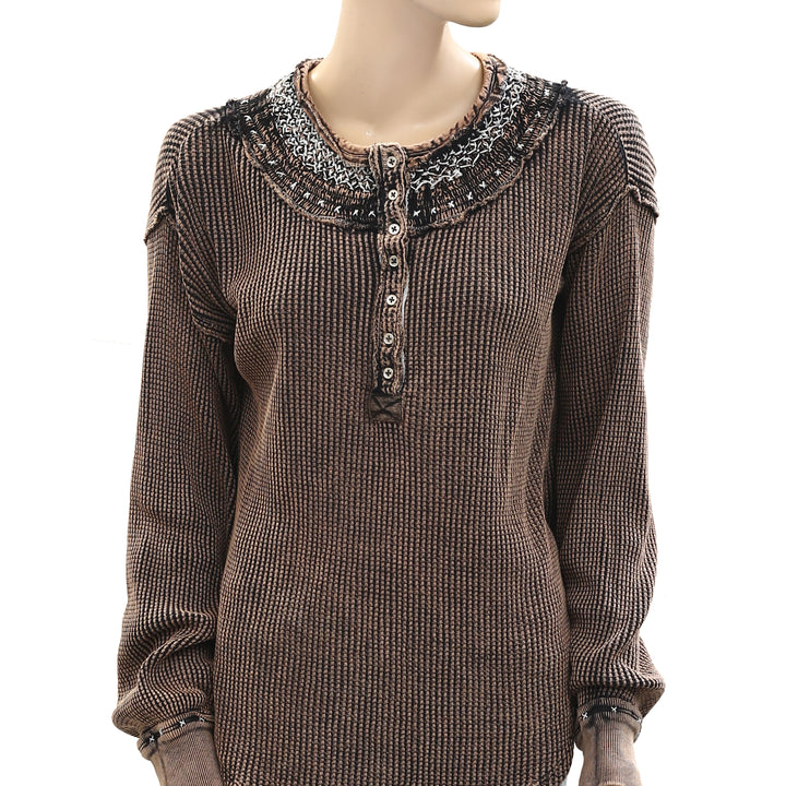 Free People We The Free Holly Henley Tunic Thermal Top