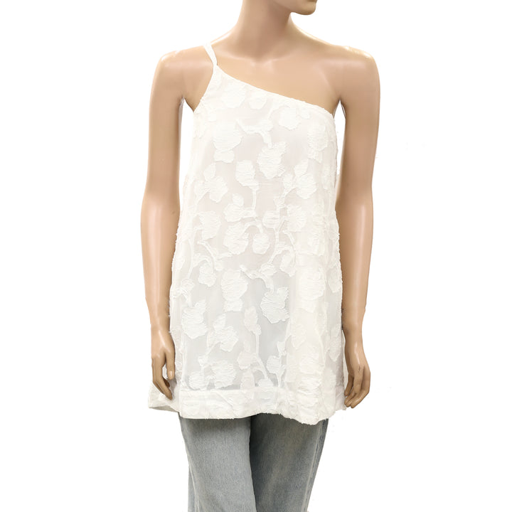 Anthropologie By Maeve One-Shoulder Floral Tunic Top