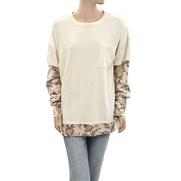 Free People We The Free Day Dreaming Twofer Oversized Sweatshirt Top