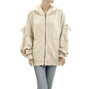 Free People Bow Girl Sweatshirt Hoodie Jacket Top