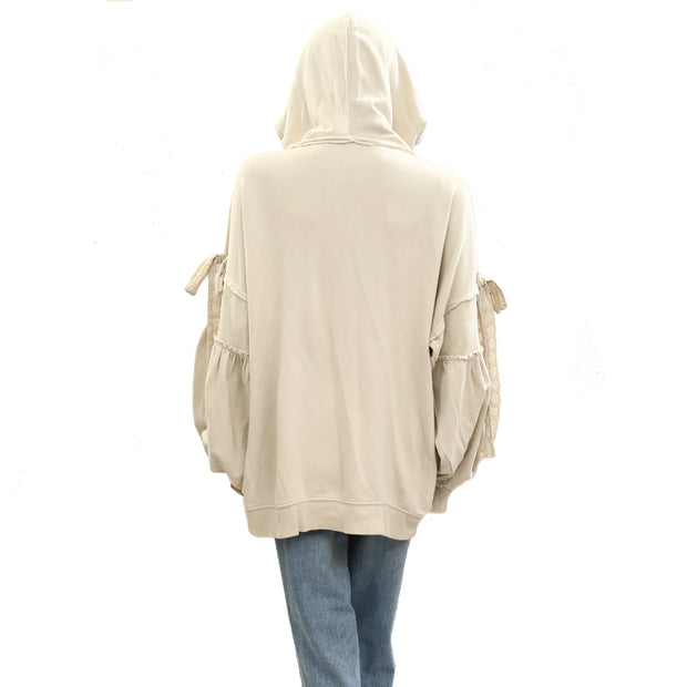 Free People Bow Girl Sweatshirt Hoodie Jacket Top