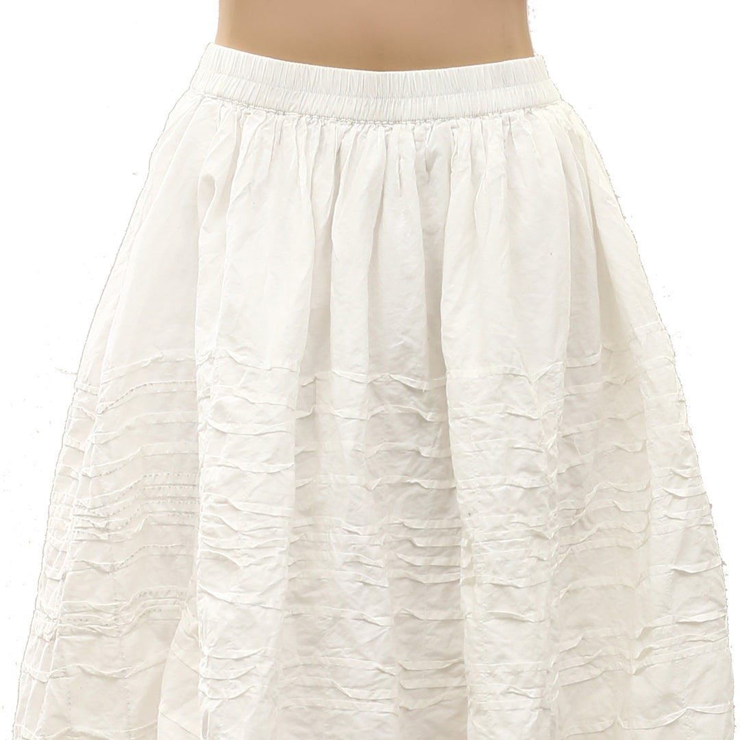 Anthropologie Maeve Cotton Pintuck Women's Midi Skirt