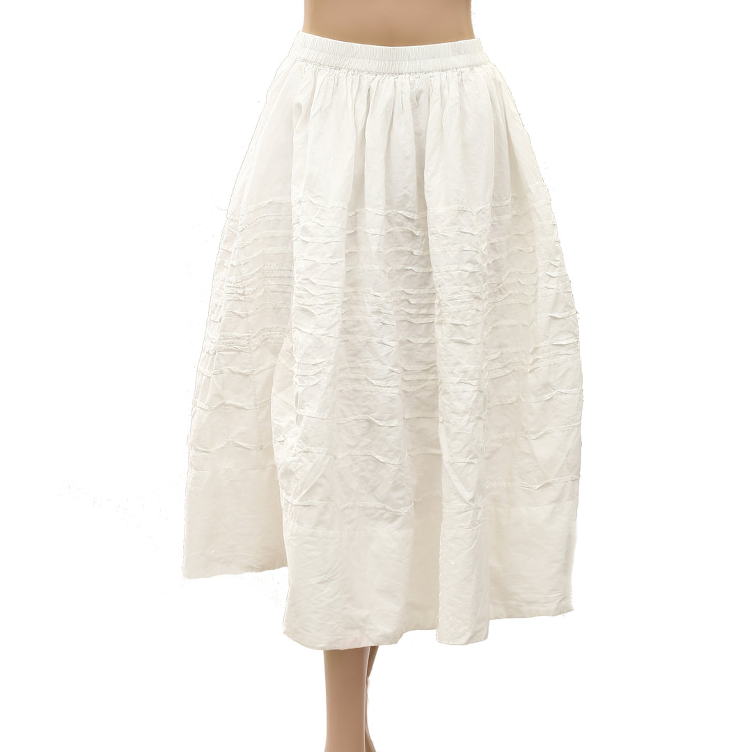 Anthropologie Maeve Cotton Pintuck Women's Midi Skirt