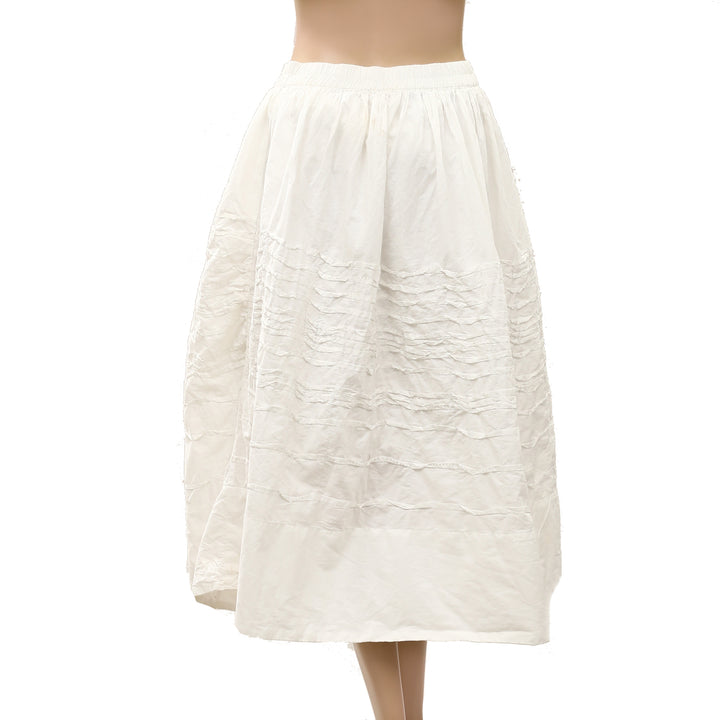 Anthropologie Maeve Cotton Pintuck Women's Midi Skirt