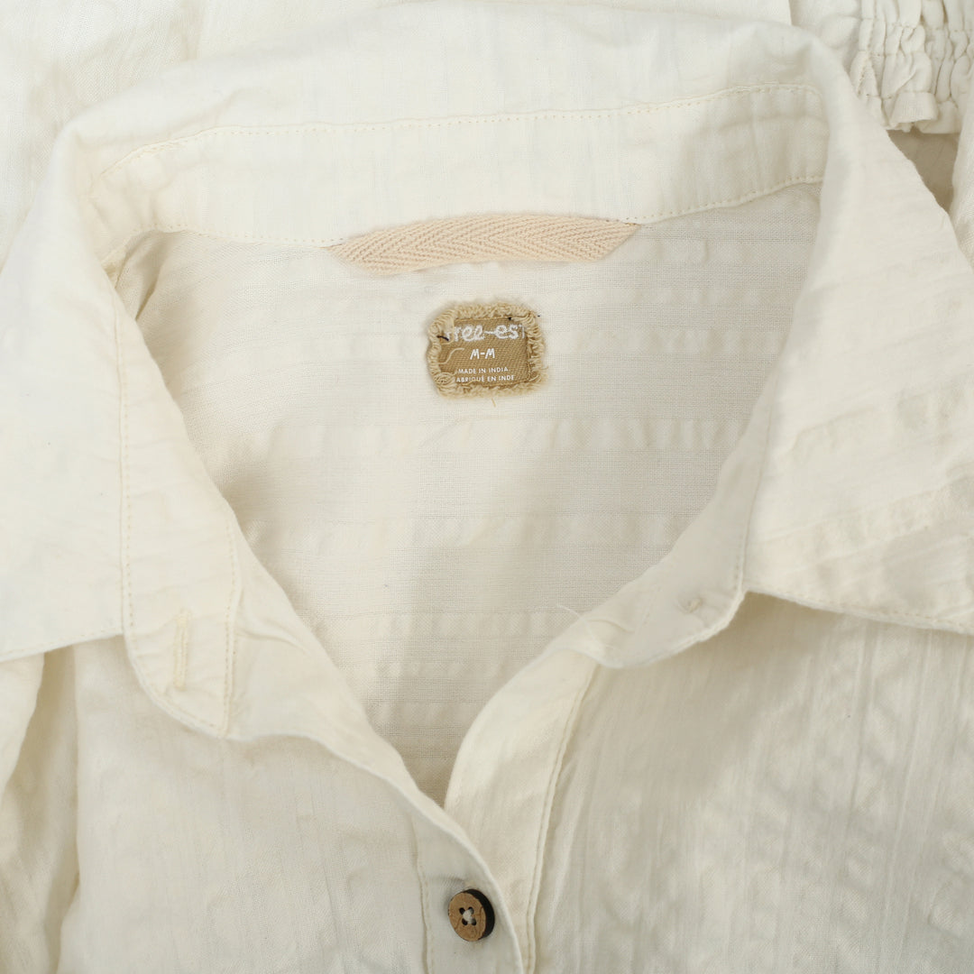 Free People Free-Est Just Like Me Seersucker Shirt Tunic Top