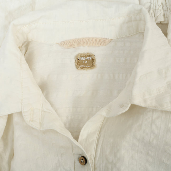 Free People Free-Est Just Like Me Seersucker Shirt Tunic Top