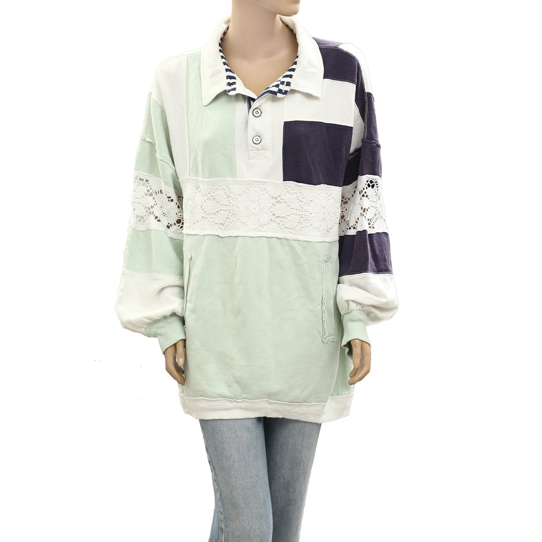 Free People We The Free American Dream Polo Pullover Top