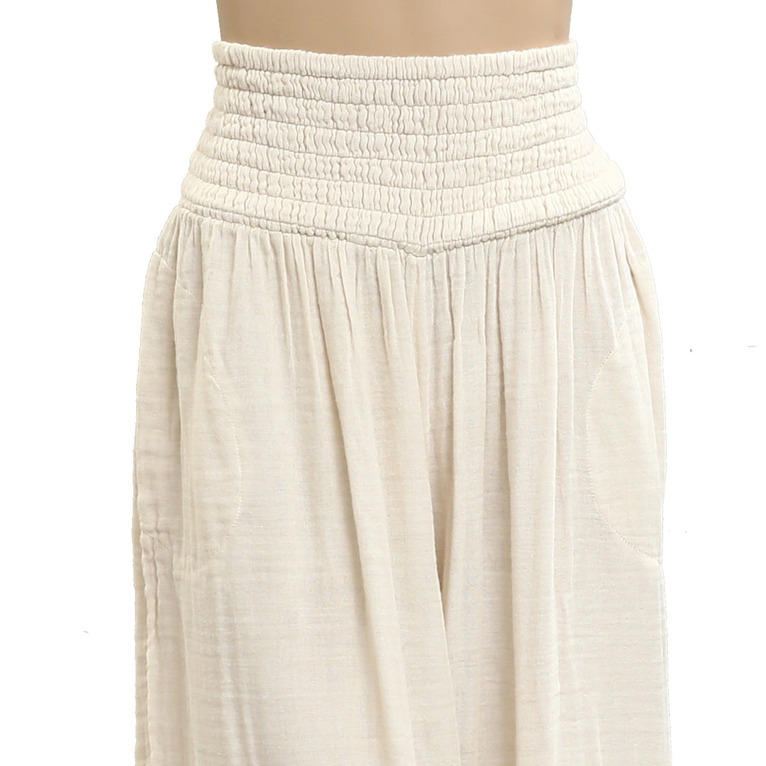 Free People Beige Smocked Pants