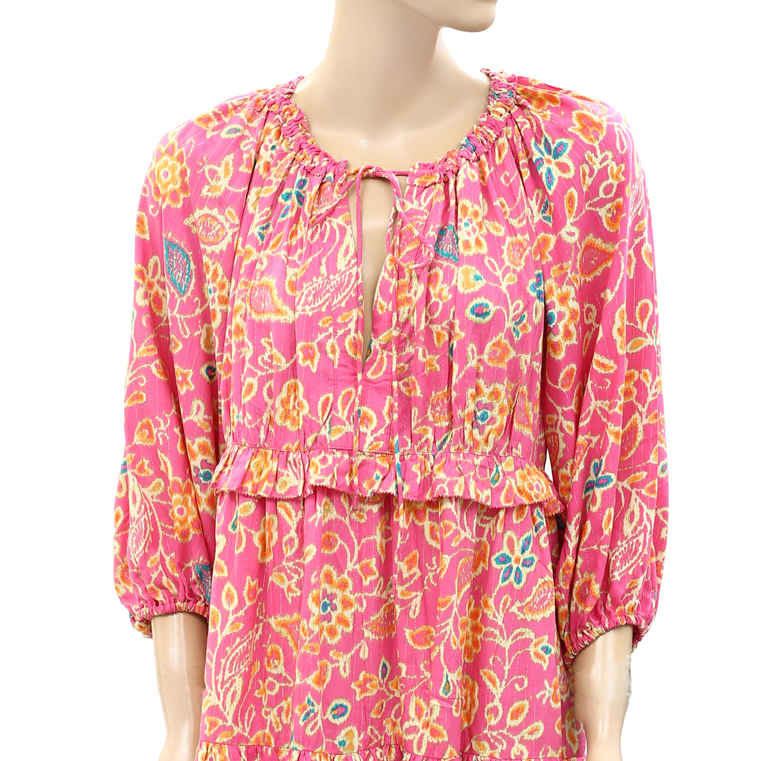 House Of Harlow 1960 Floral Printed Metallic Mini Dress