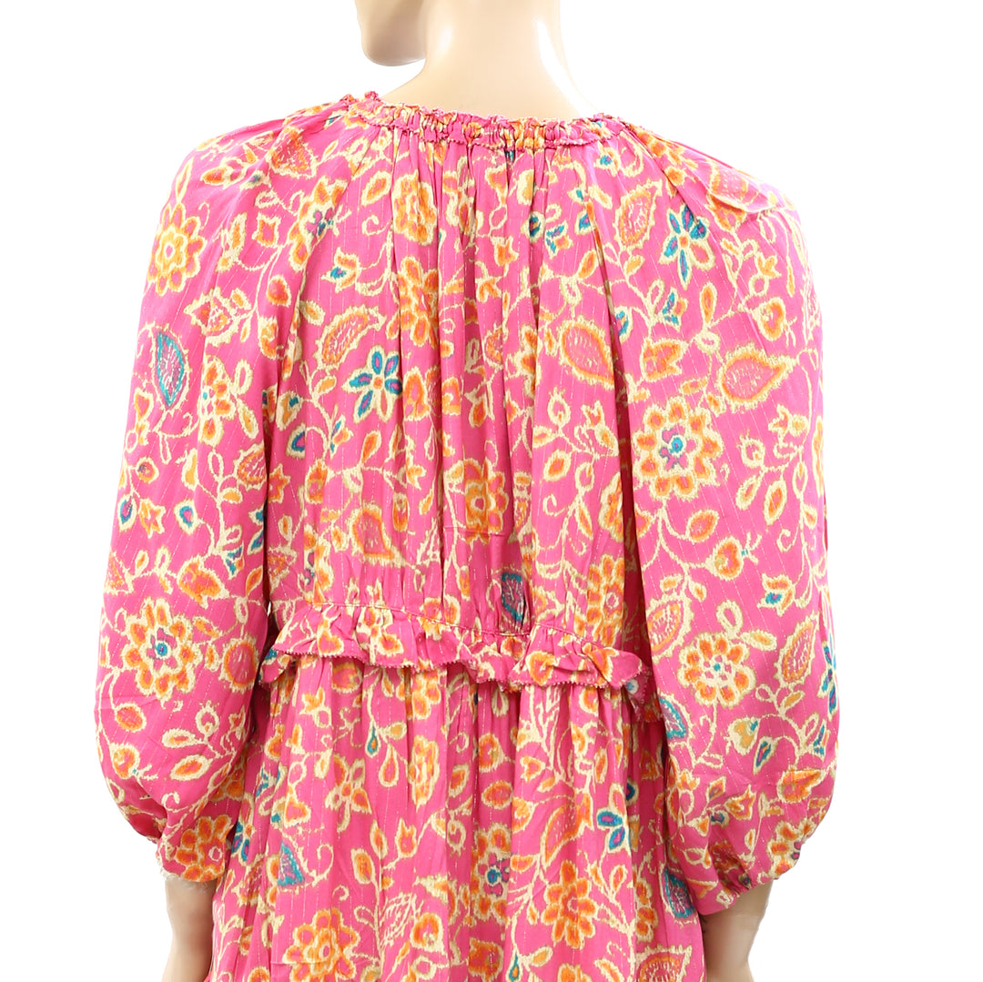 House Of Harlow 1960 Floral Printed Metallic Mini Dress