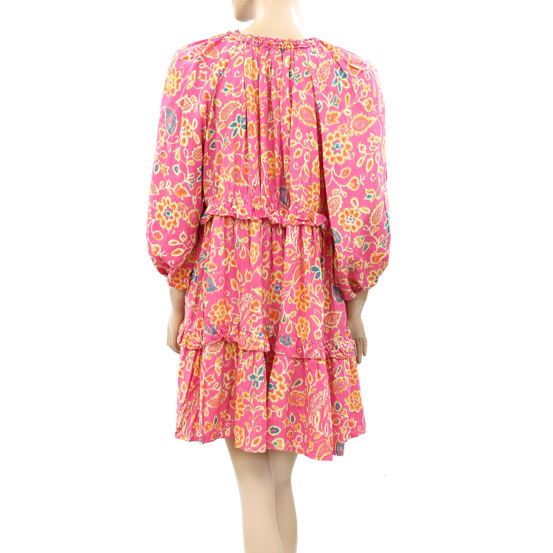 House Of Harlow 1960 Floral Printed Metallic Mini Dress