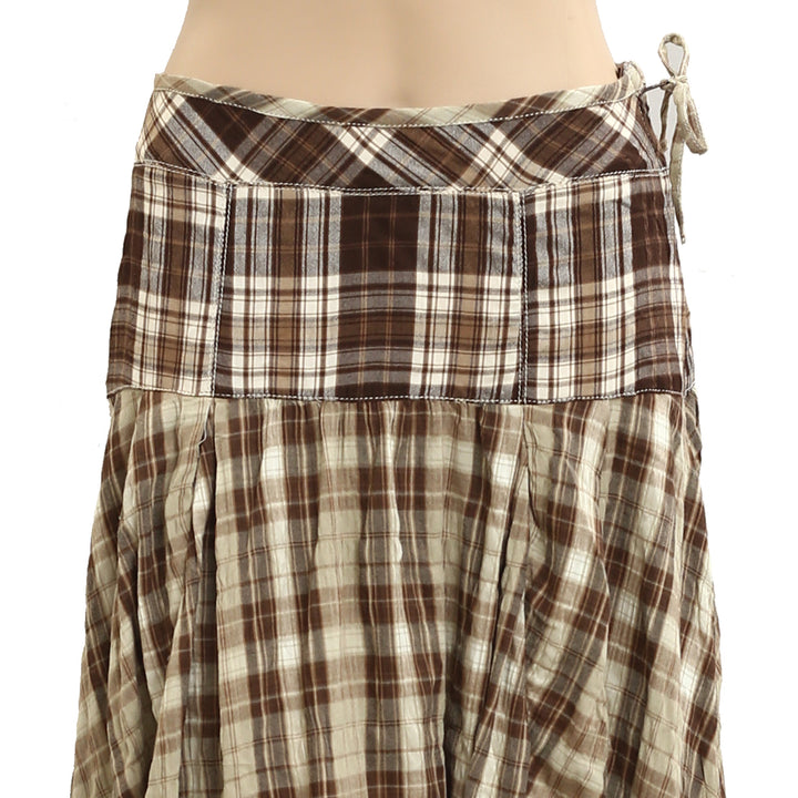 Free People Whitestone Plaid Midi Skirt