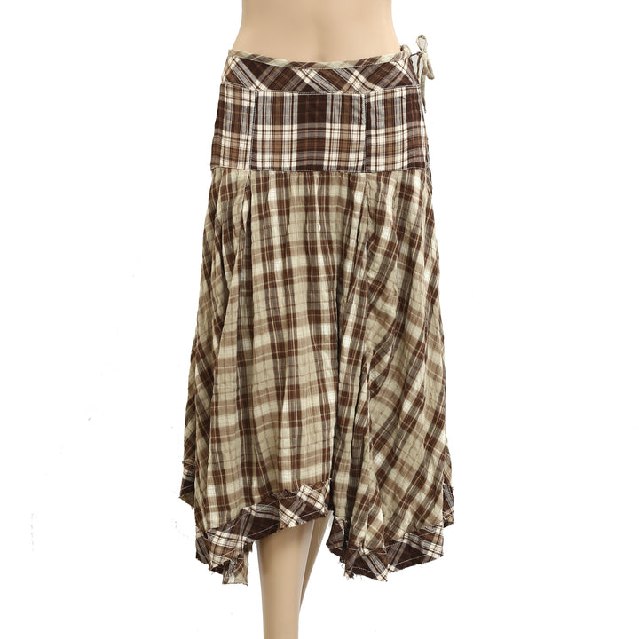 Free People Whitestone Plaid Midi Skirt