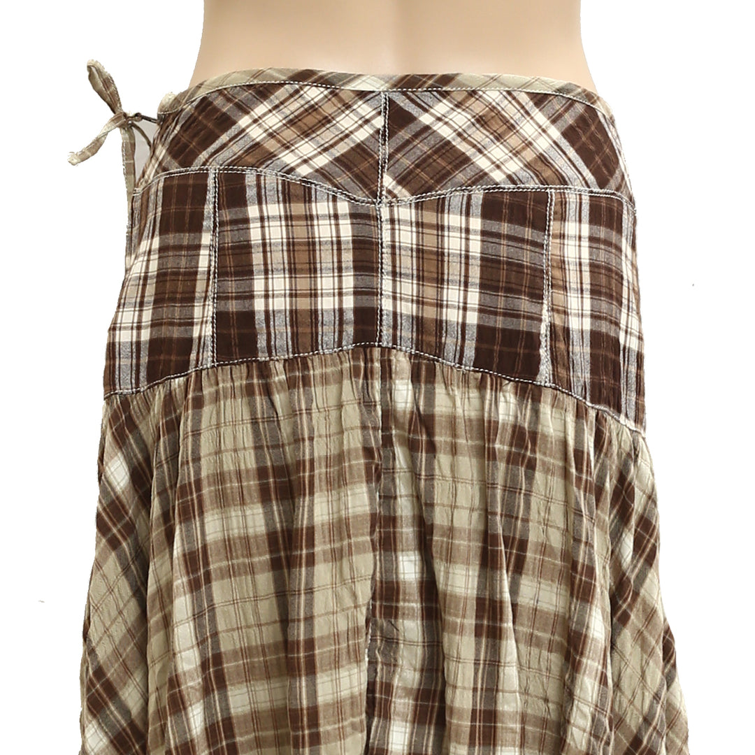 Free People Whitestone Plaid Midi Skirt