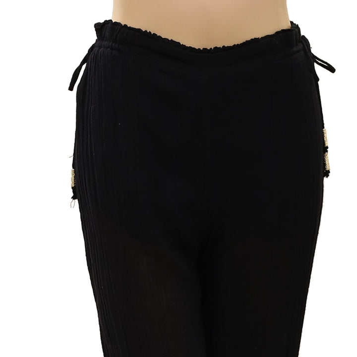 Zara Womens Crinkle Gauze Wide-Leg Pants