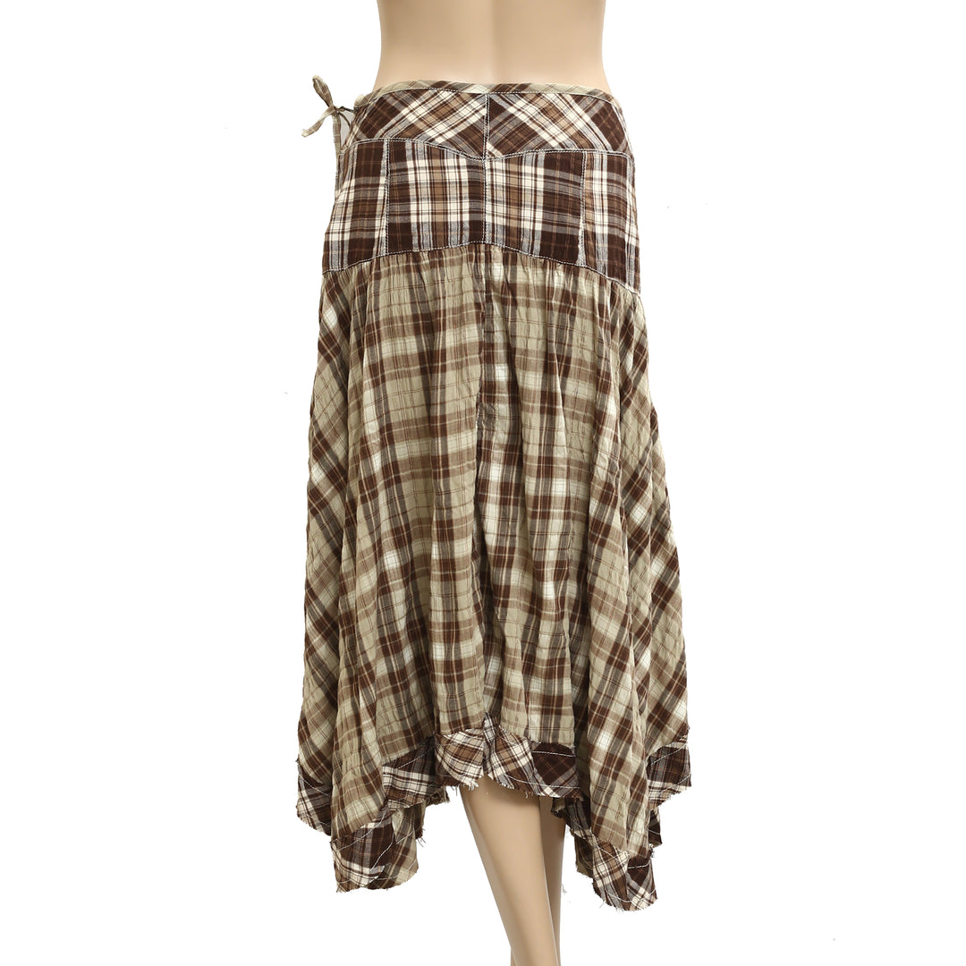 Free People Whitestone Plaid Midi Skirt