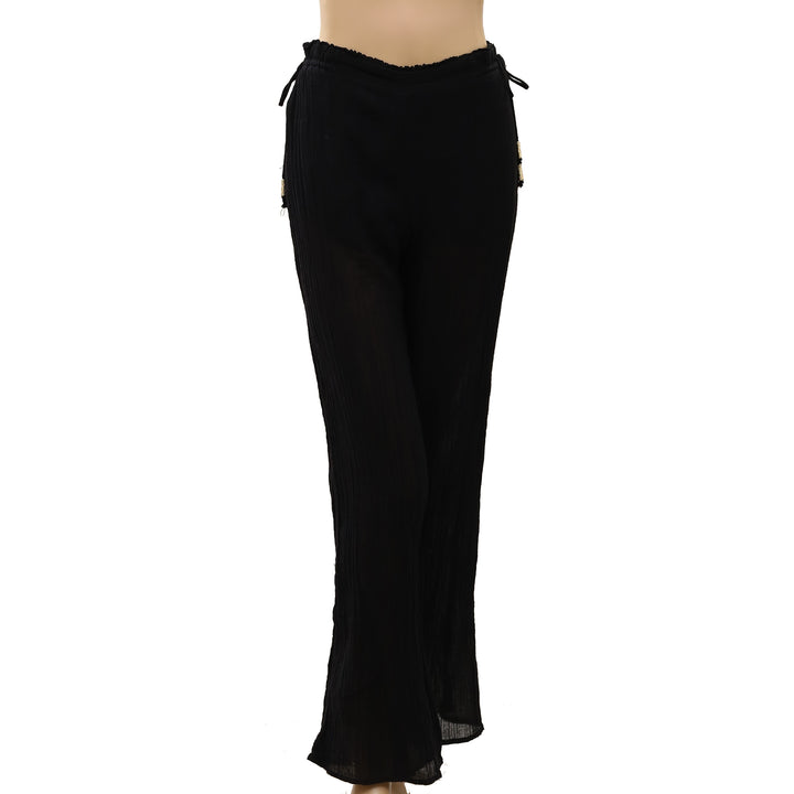 Zara Womens Crinkle Gauze Wide-Leg Pants