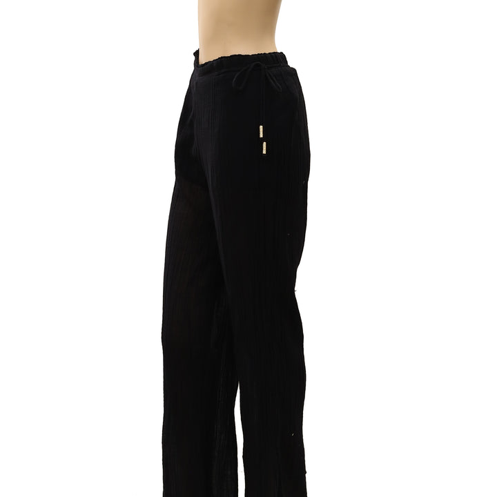 Zara Womens Crinkle Gauze Wide-Leg Pants