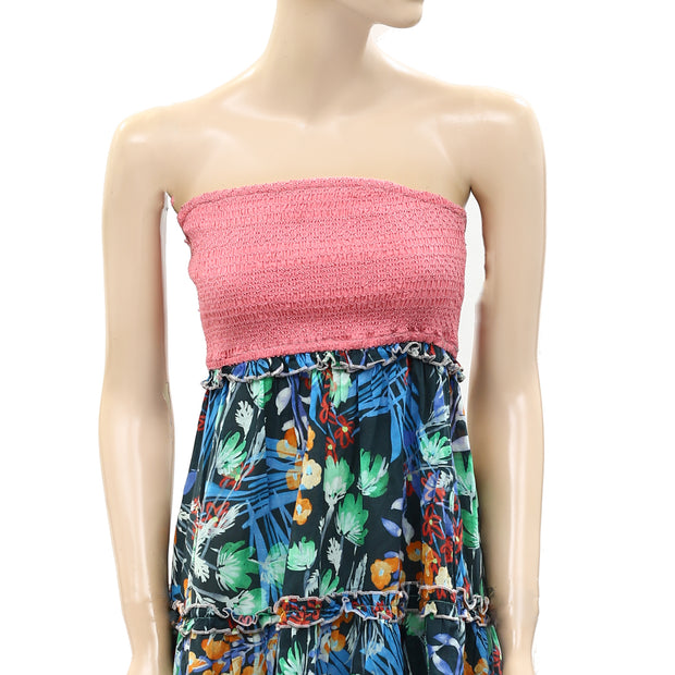 PQ Anthropologie Smocked Tube Floral Print Mini Dress XS\S