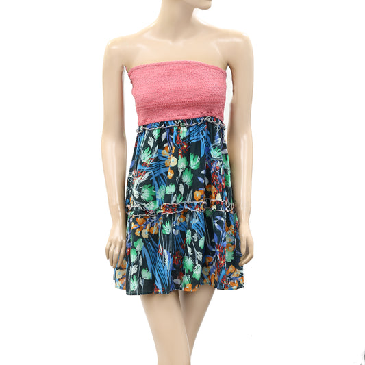 PQ Anthropologie Smocked Tube Floral Print Mini Dress XS\S