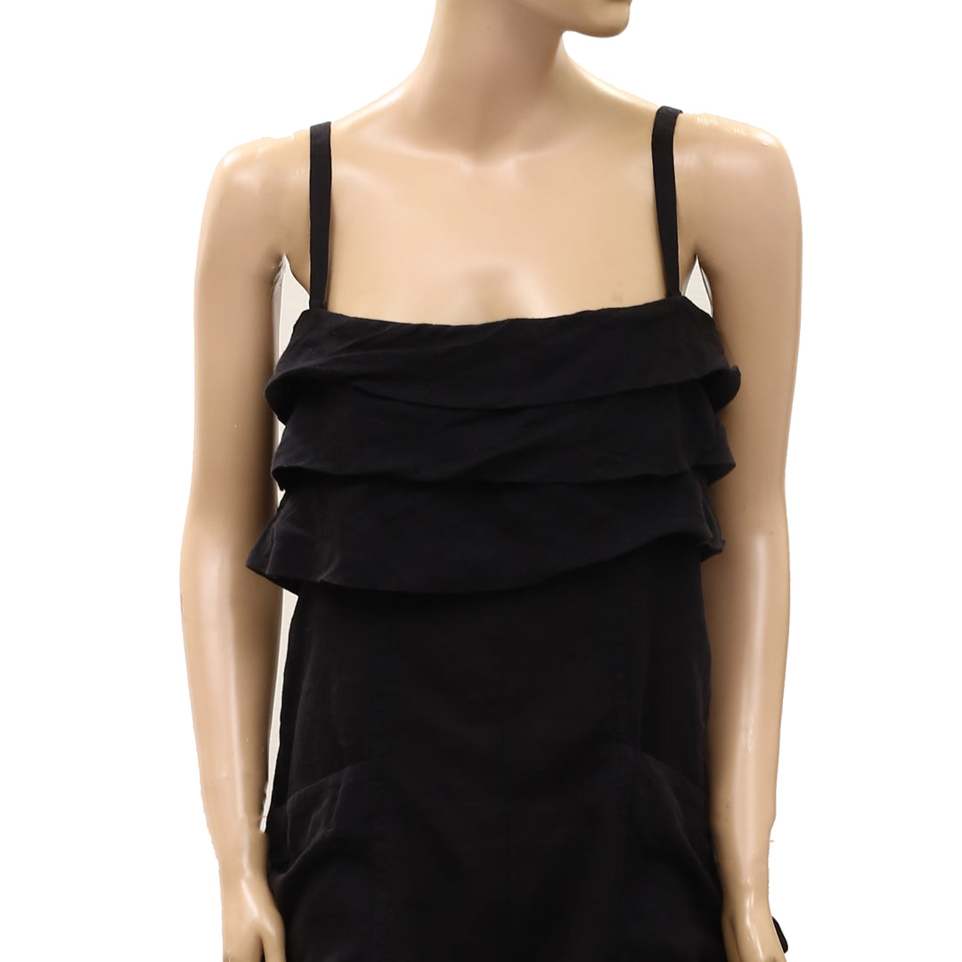 By Anthropologie Strapless Linen Romper Dress