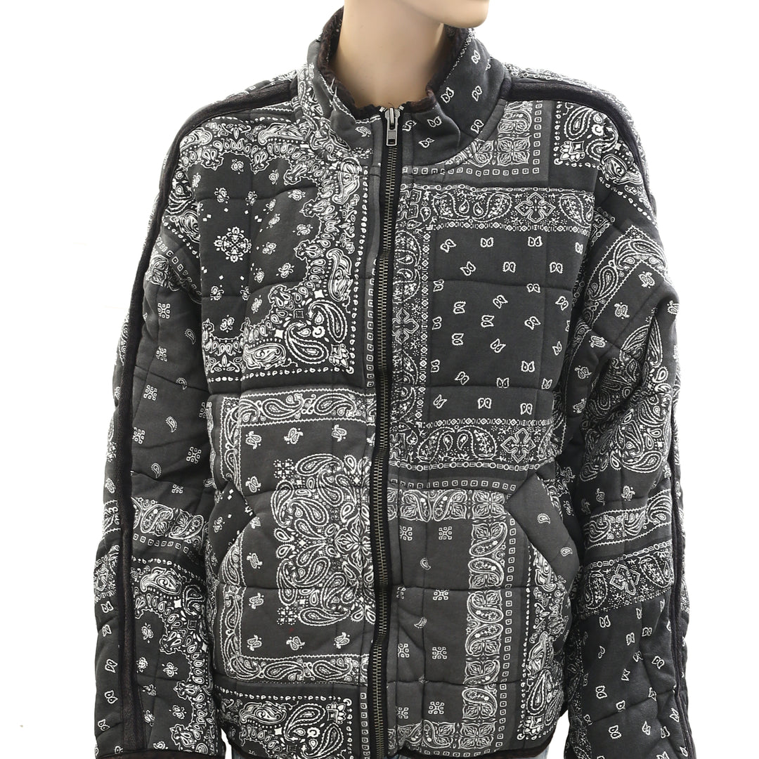 Free People Printed Dolman Quilted Knit Jacket Top