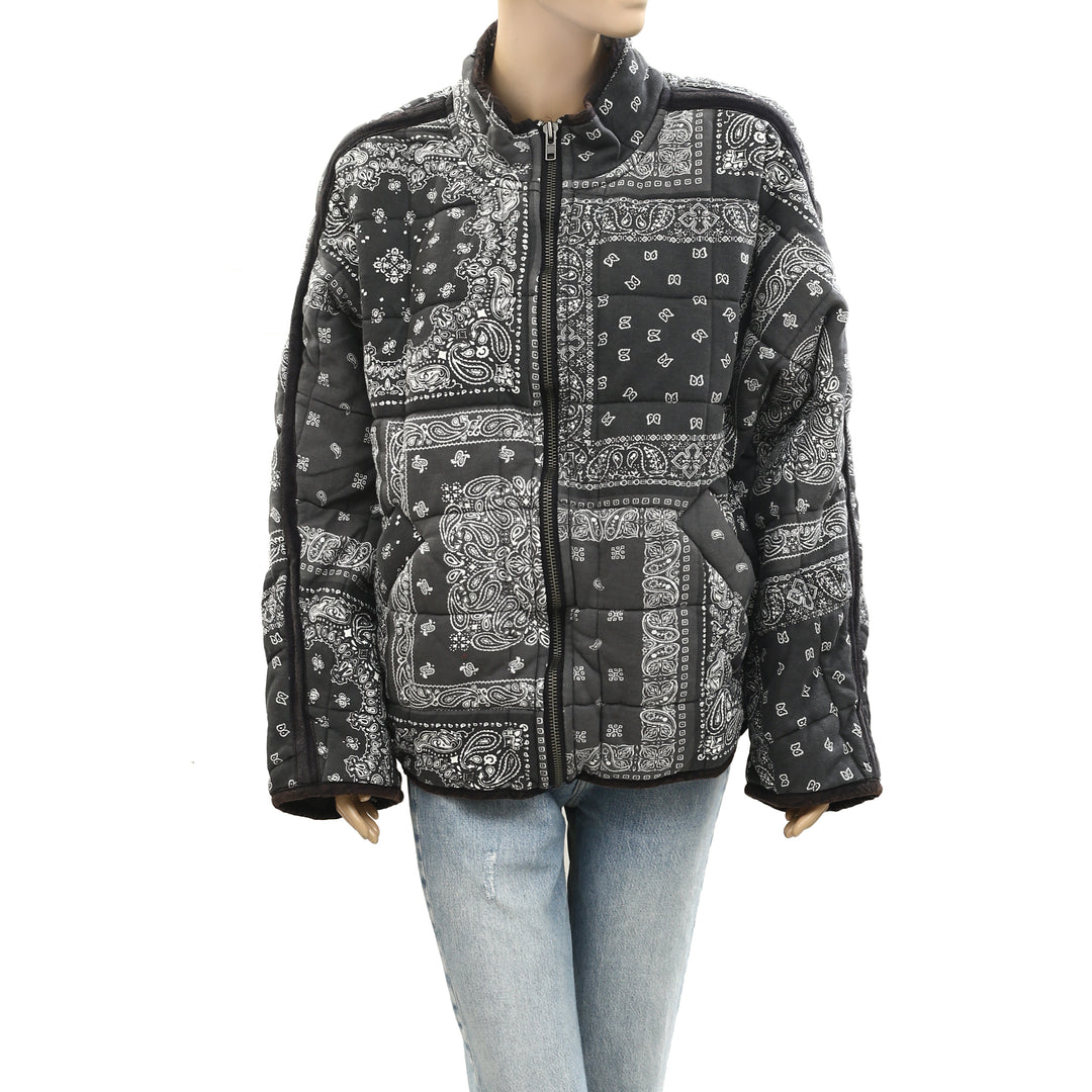 Free People Printed Dolman Quilted Knit Jacket Top