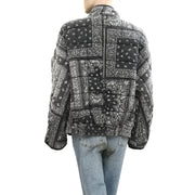 Free People Printed Dolman Quilted Knit Jacket Top