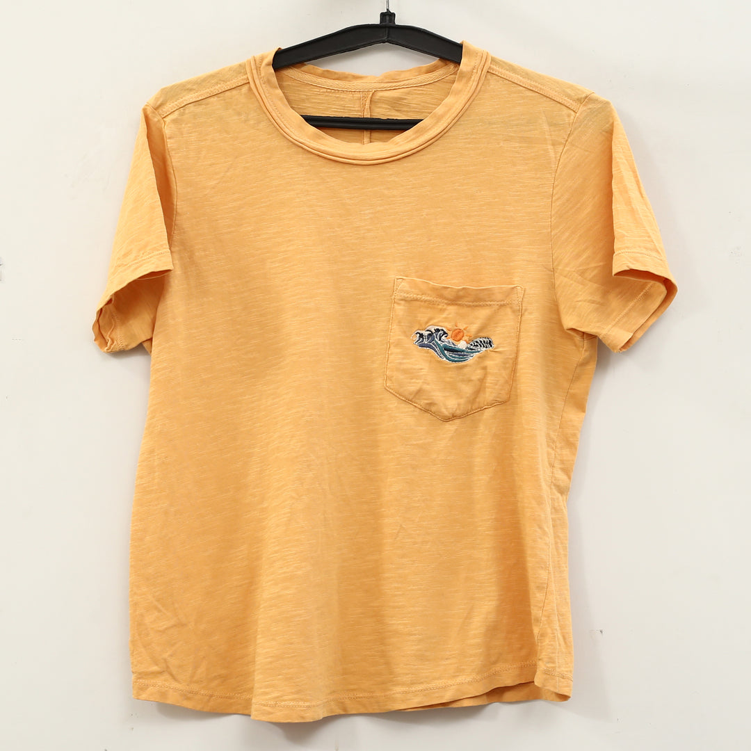 Anthropologie Pilcro Sun Embroidered Cotton-Slub Short Sleeve Tee Top
