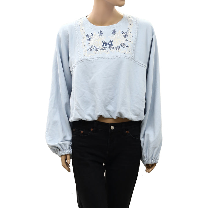 By Anthropologie Boho Balloon-Sleeve Blouse Top