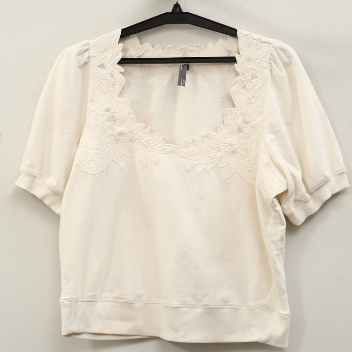 By Anthropologie Deco Crop Pullover Blouse Top