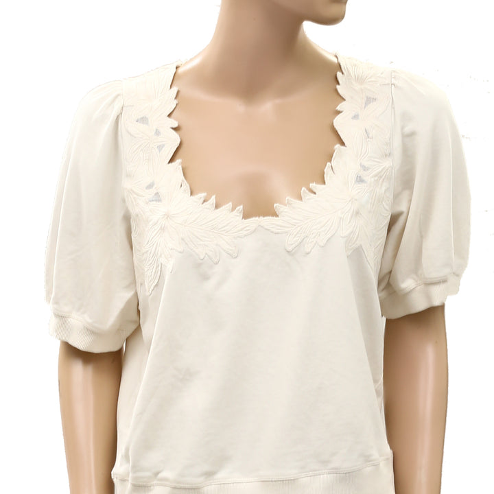 By Anthropologie Deco Crop Pullover Blouse Top